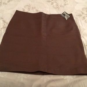 Brown Genuine Leather Skirt